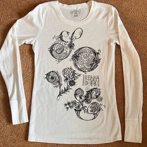 New Billabong Women’s White Long Sleeve Waffle Top Sweater LOVE Desig Size Large